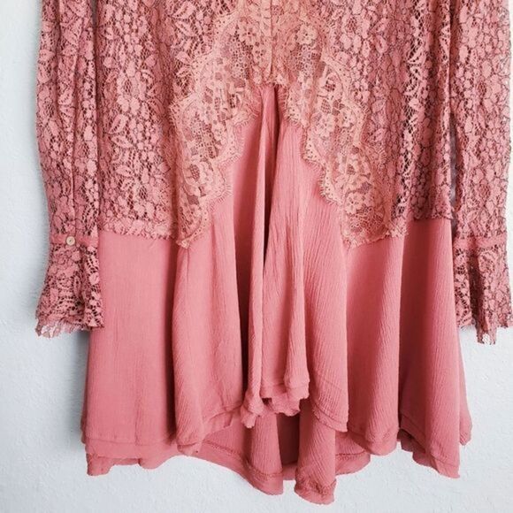 Free People Mauve New Tell Tale Lace Mini Dress - Picture 3 of 7